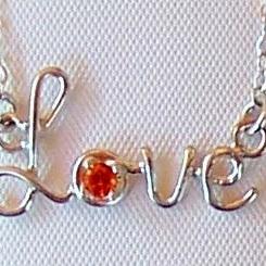 Sterling Silver Love Necklace With Gemstone !!!