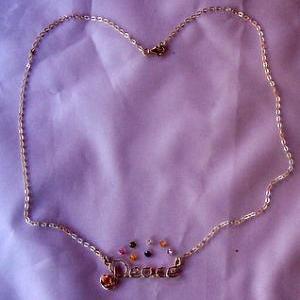Sterling Silver Peace Necklace With Gemstone !!!