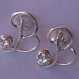 Sterling Silver Initial Stud Earring With..