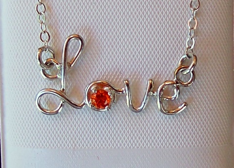 Sterling Silver Love Necklace With Gemstone !!!