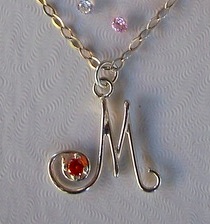 Handmade Custom Made Initial Necklace With Gemstone